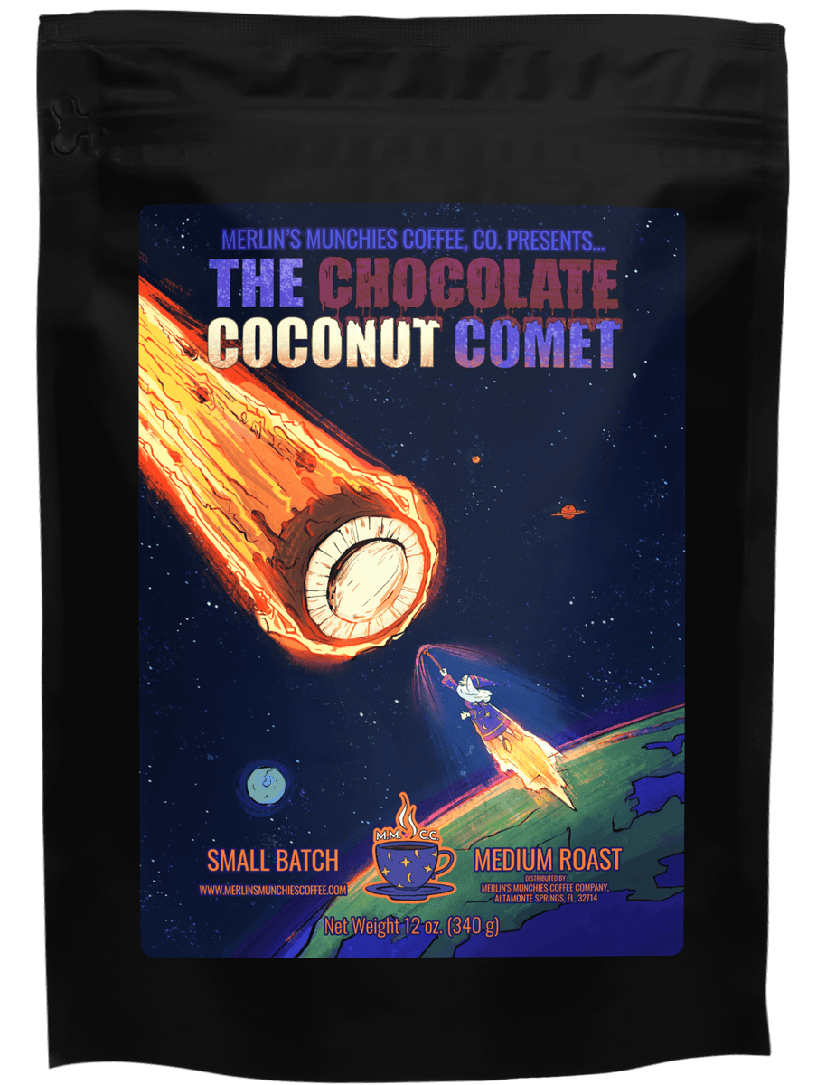 Chocolate Coconut Comet 12oz – Merlin's Munchies Coffee Company